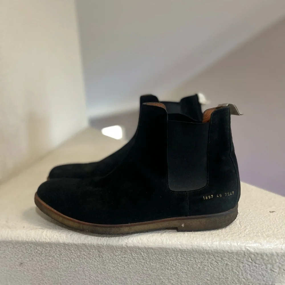 COMMON PROJECTS Men's Black Suede Chelsea Boots‎ Rubber Sole Size 16 Euro 49
